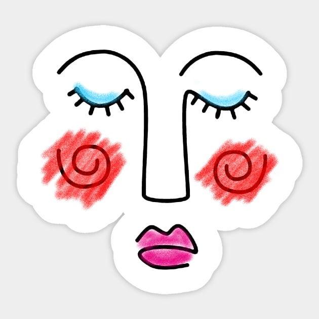 Abstract Woman Face Sticker by k&f